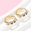 Rhombus with Round Brass Micro Pave Colorful Cubic Zirconia Hoop Earrings EJEW-Z102-35G-3
