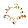 3Pcs 3 Colors Christmas Alloy Enamel Charm Bracelets BJEW-JB12076-3