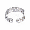 304 Stainless Steel Curb Chain Open Cuff Ring RJEW-T023-92G-2