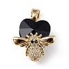 Real 18K Gold Plated Rack Plating Brass Micro Pave Clear Cubic Zirconia Pendants KK-C015-32G-06-1