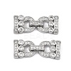 Brass Micro Pave Clear Cubic Zirconia Fold Over Clasps KK-P291-16P-1-1