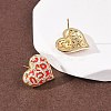 Heart Brass Micro Pave Clear Cubic Zirconia Stud Earrings EJEW-H178-09G-01-3