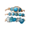 3Pcs Natural Apatite Bead Finger Ring RJEW-JR00855-01-2
