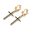 Cross 304 Stainless Steel Polymer Clay Rhinestones Hoop Earrings EJEW-G453-11G-01-4