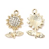 UV Plating Alloy Rhinestone Pendants PALLOY-A004-05G-2