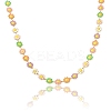 304 Stainless Steel Daisy Flower Link Chains with Enamel AJEW-CJ0001-22C-5