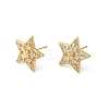 Clear Cubic Zirconia Star Stud Earrings KK-O142-02G-1