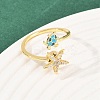 Rotatable Brass Micro Pave Cubic Zirconia Open Rings for Women LS-RJEW-K305-02G-3