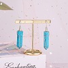Synthetic Turquoise Bullet Dangle Stud Earrings EJEW-PH01406-02-3