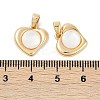 Brass Pave Natural White Shell Heart Charms KK-U043-27G-3