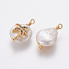 Natural Cultured Freshwater Pearl Pendants PEAR-F014-01G-3