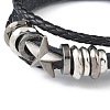 PU Leather & Waxed Cords Triple Layer Multi-strand Bracelets BJEW-G709-01B-2