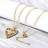 Brass Micro Pave Clear Cubic Zirconia Bird Heart Pendant Necklaces for Women NJEW-D311-01A-G-3