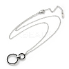 304 Stainless Steel Jet Rhinestone Double Rings Pendant Necklaces NJEW-V001-04P-4