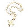 Alloy Textured Cross Pendant Ring Link Chain Necklaces for Women LS-NJEW-B120-03-5