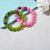 Green Yellow Natural Yellow Jade Round Beaded Stretch Bracelet BJEW-SW00077-06-6