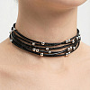 Alloy Round Bead PU Leather Multi-strand Choker Necklaces for Women WGA79C6-01-1