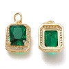 Brass Glass Charms X-ZIRC-F116-09C-G-2