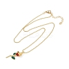 Brass FireBrick Enamel Rose Pendant Necklaces for Women NJEW-U042-01A-G-2