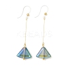 Electroplated 304 Stainless Steel Resin Fan Dangle Earrings EJEW-Z129-11G-03-4