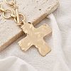 Alloy Textured Cross Pendant Ring Link Chain Necklaces for Women LS-NJEW-B120-03-3