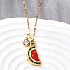 304 Stainless Steel Red Enamel Pendant Necklaces for Women NJEW-U043-02A-G-1