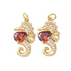 Brass Micro Pave Cubic Zirconia Pendants KK-C143-09G-1