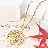 201 Stainless Steel Hollow Arabic Flat Round Pendant Box Chain Necklaces for Women Men NJEW-R013-01G-2
