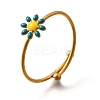 Daisy 304 Stainless Steel Enamel Open Cuff Rings for Women RJEW-M061-01G-10-2