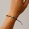 Chakra Natural Amethyst & Citrine & Red Jasper & Green Aventurine & Lapis Lazuli & Synthetic Turquoise Braided Bead Bracelets NE7743-1