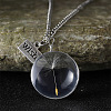 Clear Glass with Dandelion Inside Pendant Necklaces FS-WG96F40-07-1
