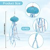 3Pcs Natural Shell Sea Urchin Jellyfish Hanging Ornaments with Crystal and Ribbon HJEW-WH20019-04-2