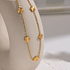 304 Stainless Steel Flower Link Chain Necklaces for Women BR4750-2