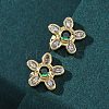 Flower Brass Micro Pave Cubic Zirconia Stud Earrings EJEW-Z087-01G-3