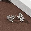 Star Brass Micro Pave Clear Cubic Zirconia Stud Earrings LS-EJEW-F383-06P-5