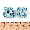 Polymer Clay Rhinestone Beads with Square Acrylic CLAY-T022-03G-3