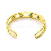 Square & Teardrop & Horse Eye Glass Open Cuff Bangle with Cubic Zirconia BJEW-A136-01G-02-2