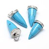 Brass Synthetic Turquoise Pendants G-E467-20B-RS-1