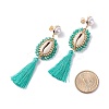 Beads Wire Wrap Long Dangle Stud Earrings EJEW-TA00039-3