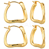 3Pairs Ion Plating(IP) 304 Stainless Steel Trapezoid Hoop Earrings for Women EJEW-BBC0001-40-1