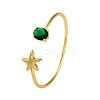 Starfish Rack Plating Brass Cuff Bracelets for Women BJEW-M040-04G-1