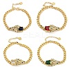Brass Micro Pave Cubic Zirconia Link & Charm Bracelets BJEW-K261-09G-05-1