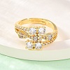 Brass Micro Pave Clear Cubic Zirconia Finger Rings for Women RJEW-U047-03G-2