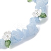 Dyed Natural Aquamarine Chip Beaded Stretch Bracelets for Women BJEW-JB12311-01-4