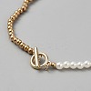 Alloy & Imitation Pearl Round Beaded Necklaces BJEW-WH0041-29G-2