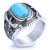 304 Stainless Steel and Synthetic Turquoise Finger Rings for Men FS-WGEFF67-02-4