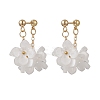 Flower Brass Resin Dangle Stud Earrings EJEW-TA00778-03-2