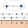 Handmade Evil Eye Lampwork & Imitation Pearl Beads Chains CHS-T006-16G-3