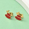 Christmas Theme 304 Stainless Steel Enamel Elk Stud Earrings EJEW-Z139-01G-2