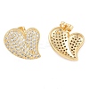 Brass Pave Clear Cubic Zirconia Studs Earring for Women EJEW-S225-06G-03-2
